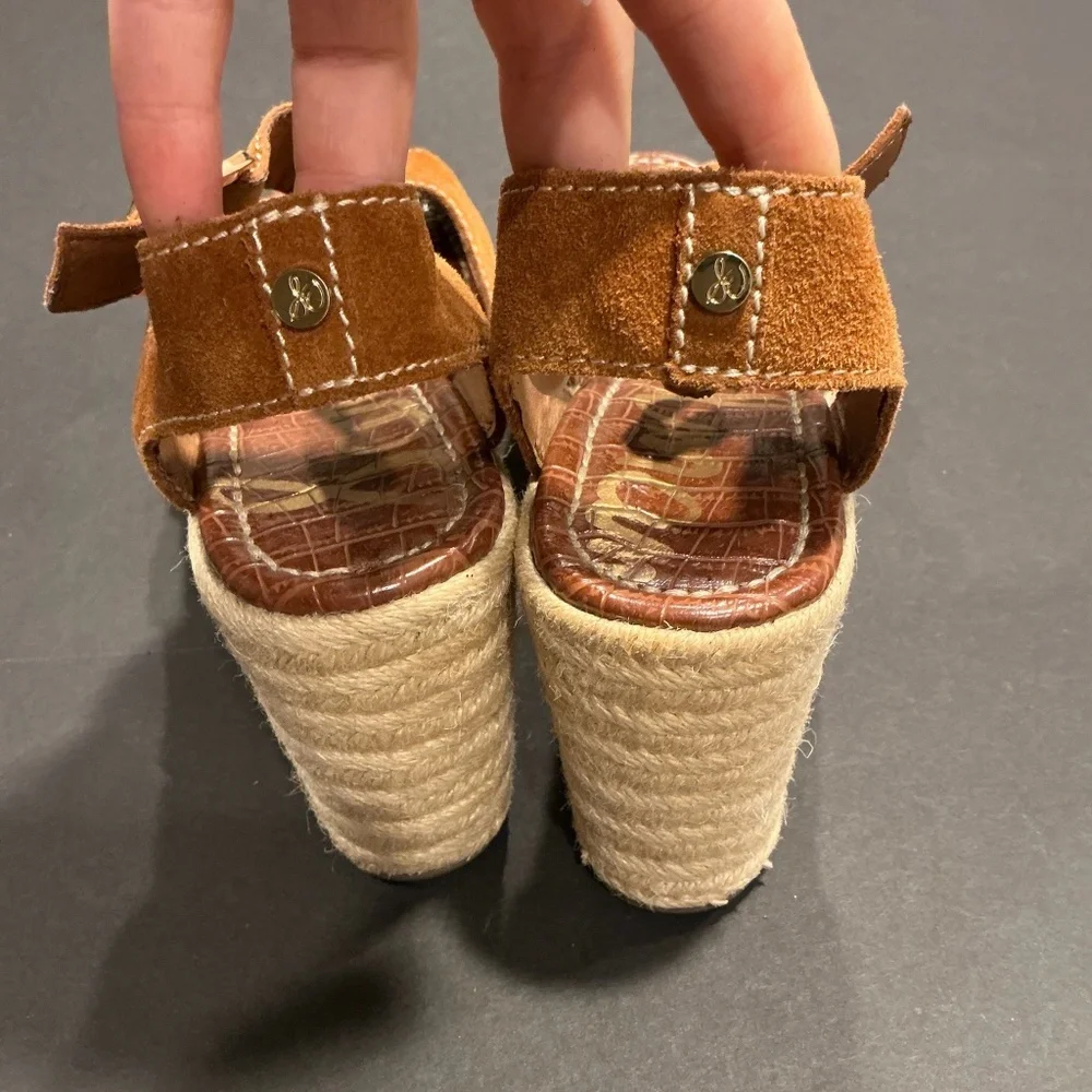 Sam Edelman Dimitree Brown Suede Espadrille Wedge Sandals Size 8.5